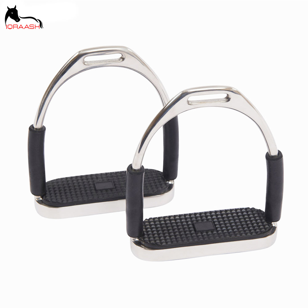 Iqraash Industries Flex-Stirups | Premium Silver-Plated Stirrup with Black Grip