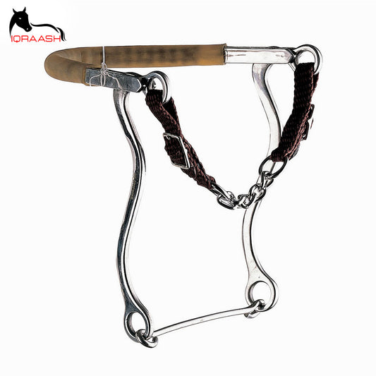 Iqraash Stainless Steel Hackamore with Rope Noseband - Bitless Control for Sensitive Horses