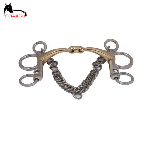 Iqraash Gold Brass Pelham Jointed Mouth Rubber Bit | Customized Horse Bit