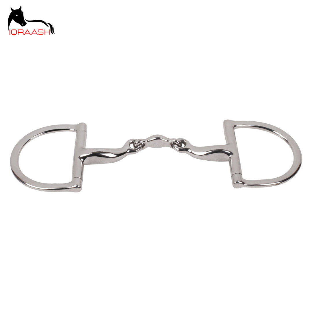 Iqraash Stainless Steel Curved Dee Bit with Loose Cheek Rings | Customized Horse Bit