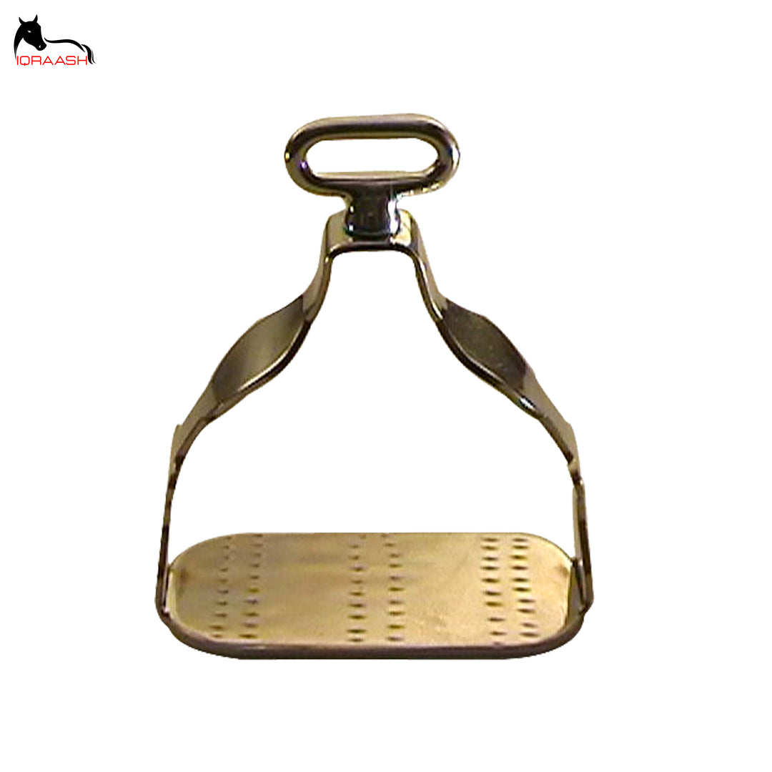 Iqraash Black Stainless Steel Endurance Stirrup with Wide Tread and Rubber Base