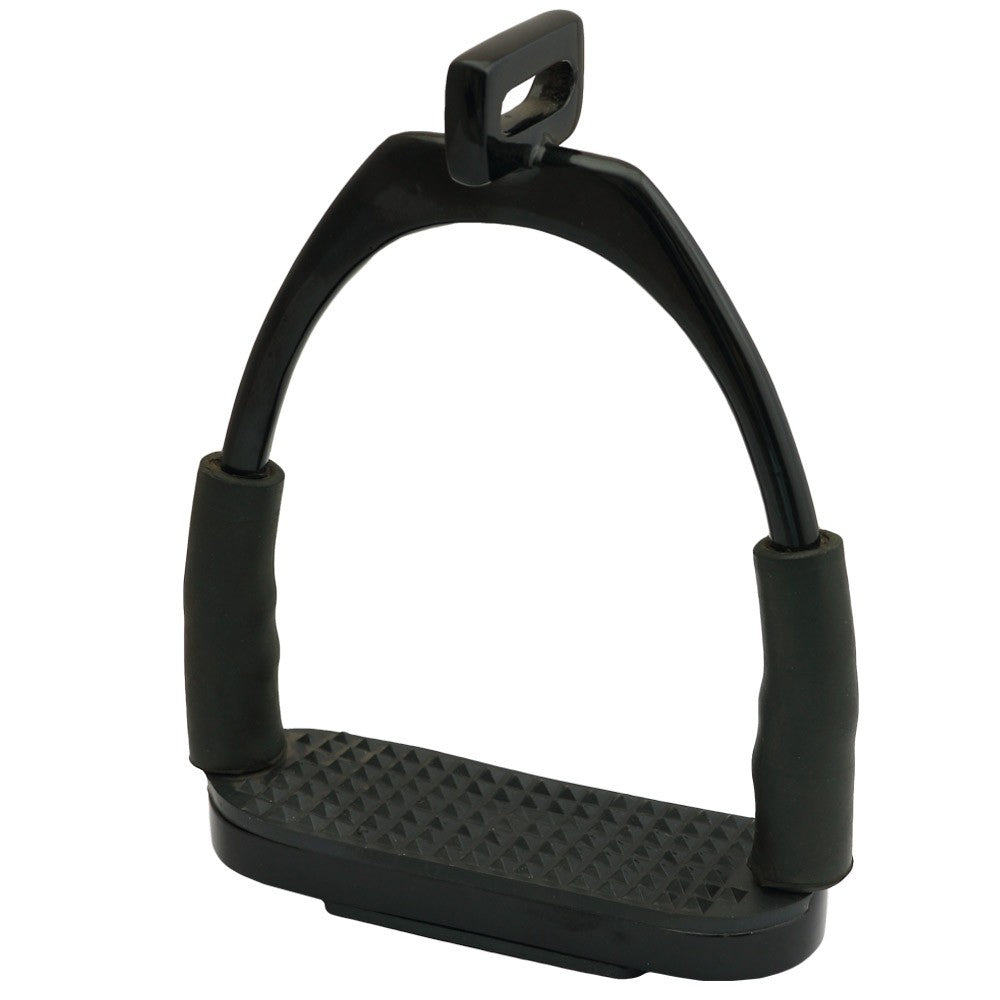 Iqraash Industries Black Flexible Stirrups with 90-Degree Rotated Eyelet - Enhance Your Riding Comfort