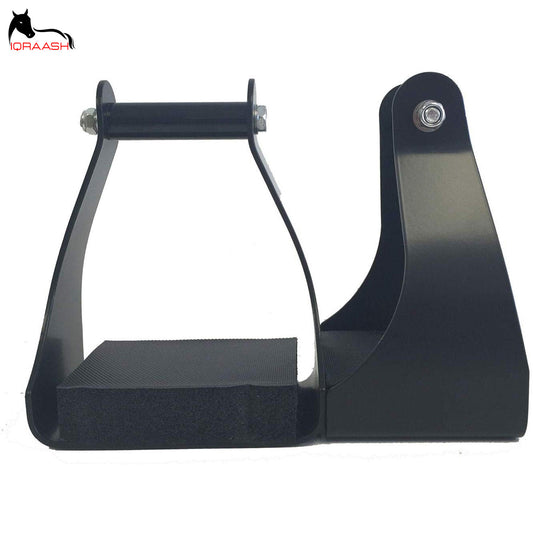 Conquer Every Ride in Comfort: IQRAASH Black Aluminum Endurance Flex Ride Stirrups with Wide Tread