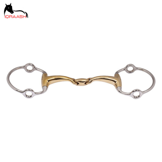 Eggbutt Multipurpose Snaffle Bit with Golden Wings Cheeks