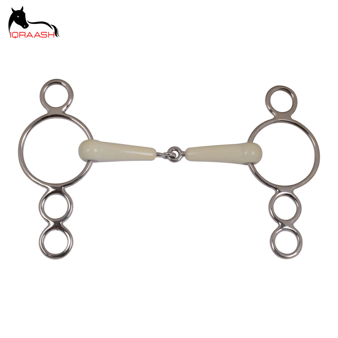 Equestrian Flexi Plastic Covered Continental Gag / 3 Ring Jointed Snaffle Bit