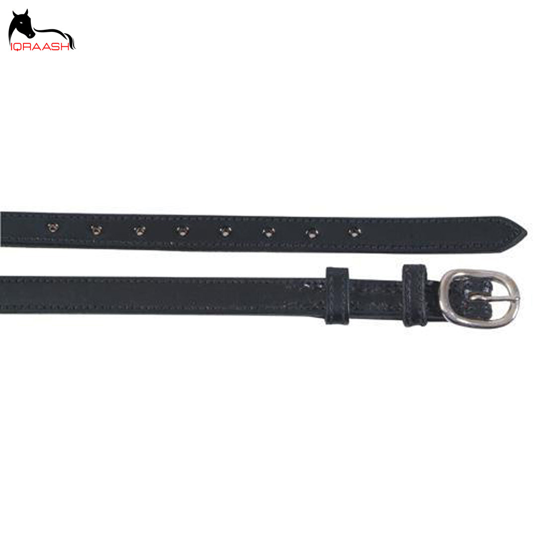 Iqraash Premium Black Leather Spur Straps | Customized Horse Accessories