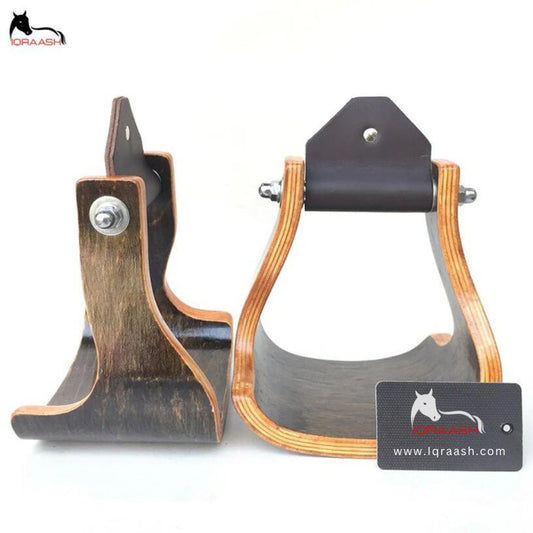 Iqraash Black Stainless Steel Endurance Stirrup with Wide Tread and Rubber Base