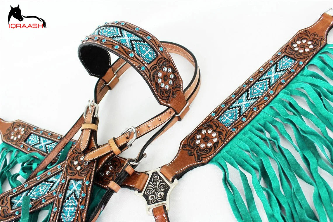 Iqraash Western Horse Breast Collar and Bridle Set | Premium Quality